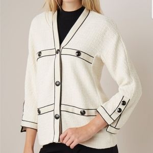 Maje Tweed Style Cotton Jacket in Ecru